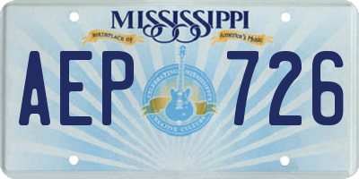 MS license plate AEP726