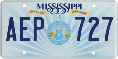 MS license plate AEP727