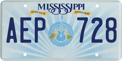 MS license plate AEP728