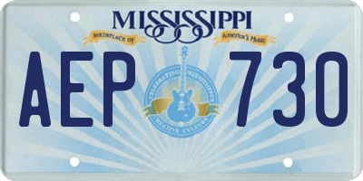 MS license plate AEP730