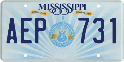 MS license plate AEP731