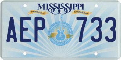 MS license plate AEP733
