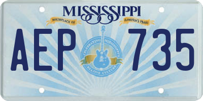 MS license plate AEP735