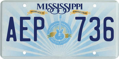 MS license plate AEP736