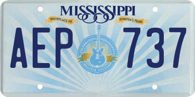 MS license plate AEP737