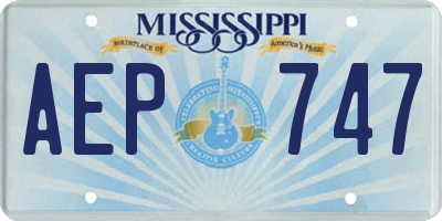 MS license plate AEP747