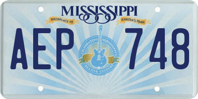 MS license plate AEP748