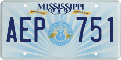 MS license plate AEP751