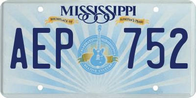 MS license plate AEP752