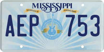 MS license plate AEP753
