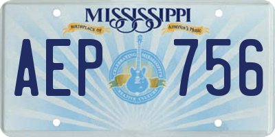 MS license plate AEP756