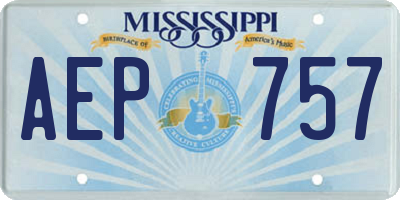 MS license plate AEP757