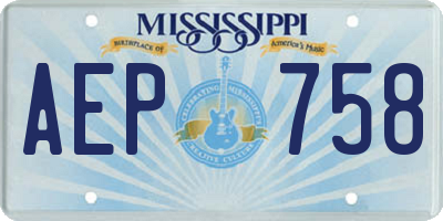 MS license plate AEP758