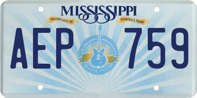 MS license plate AEP759