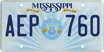 MS license plate AEP760