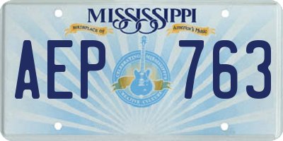 MS license plate AEP763