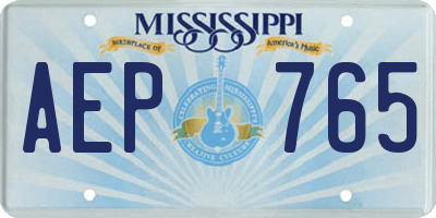MS license plate AEP765