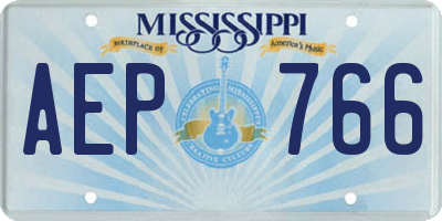 MS license plate AEP766