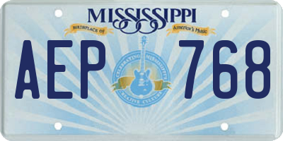 MS license plate AEP768