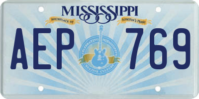 MS license plate AEP769