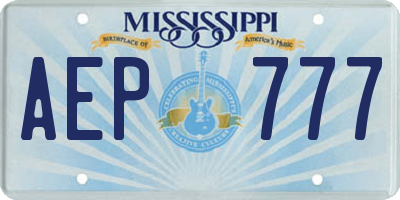 MS license plate AEP777
