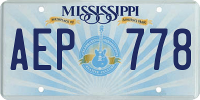 MS license plate AEP778