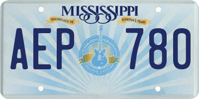 MS license plate AEP780