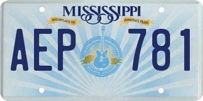 MS license plate AEP781