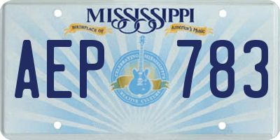 MS license plate AEP783