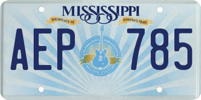 MS license plate AEP785