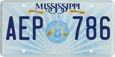MS license plate AEP786