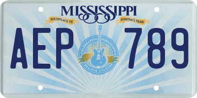 MS license plate AEP789