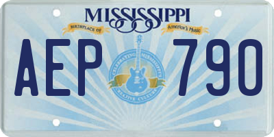 MS license plate AEP790