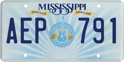 MS license plate AEP791