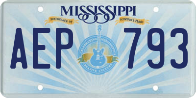 MS license plate AEP793