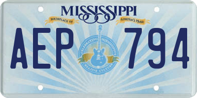 MS license plate AEP794