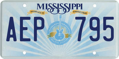 MS license plate AEP795