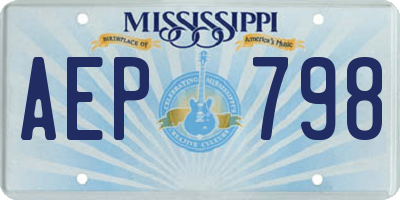 MS license plate AEP798