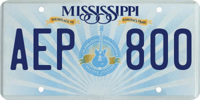 MS license plate AEP800