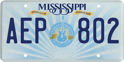 MS license plate AEP802