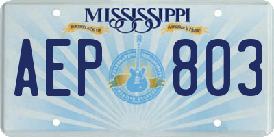 MS license plate AEP803