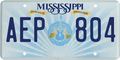 MS license plate AEP804