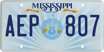MS license plate AEP807