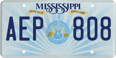 MS license plate AEP808