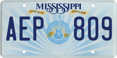 MS license plate AEP809