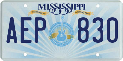 MS license plate AEP830