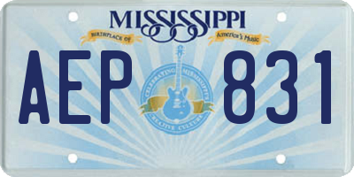 MS license plate AEP831
