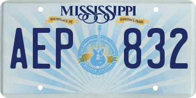 MS license plate AEP832