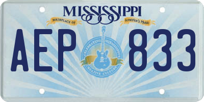 MS license plate AEP833