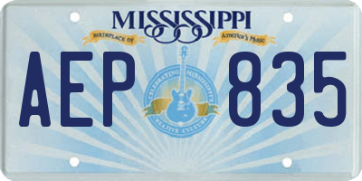 MS license plate AEP835